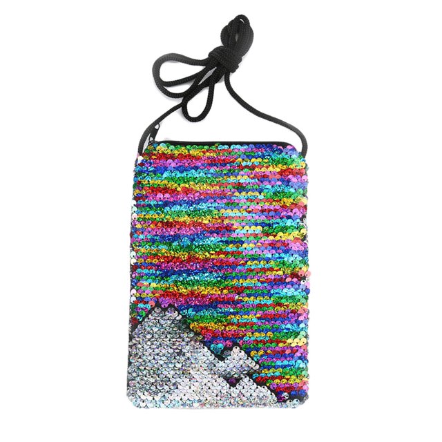 Monedero de correa larga de moda para niñas con bolsillo para tarjetas para el dinero de los niños, regalo perfecto, bolso bandolera para teléfono con lentejuelas brillantes