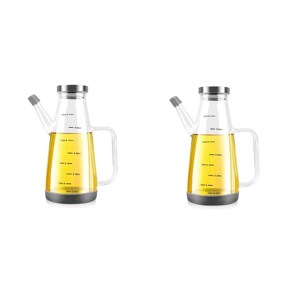 2X High Borosilicate Glass Oil Bottle for Cooking,25Floz Oil and Vinegar Dispenser Cruet with Non- Base