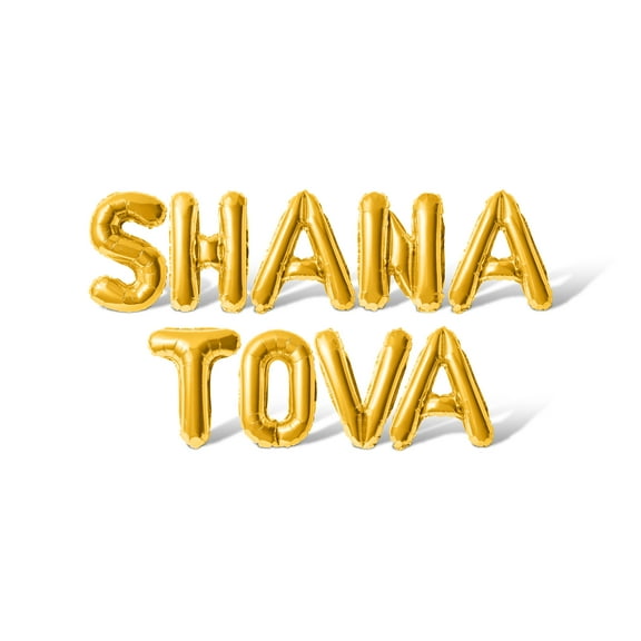 Letter Balloons - SHANA TOVA 16" Inch Alphabet Letters Foil Mylar Balloon Rosh Hashanah Party Banner (Gold)