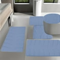 thumbnail image 5 of Btomtd 5pcs Soft Memory Foam Rugs Set with 3 Bath Mats U-shape Mat and Toilet Lid Cover, Absorbent Non Slip Toilet Floor Mats, Machine Washable Doormat Set, Blue, 5 of 8