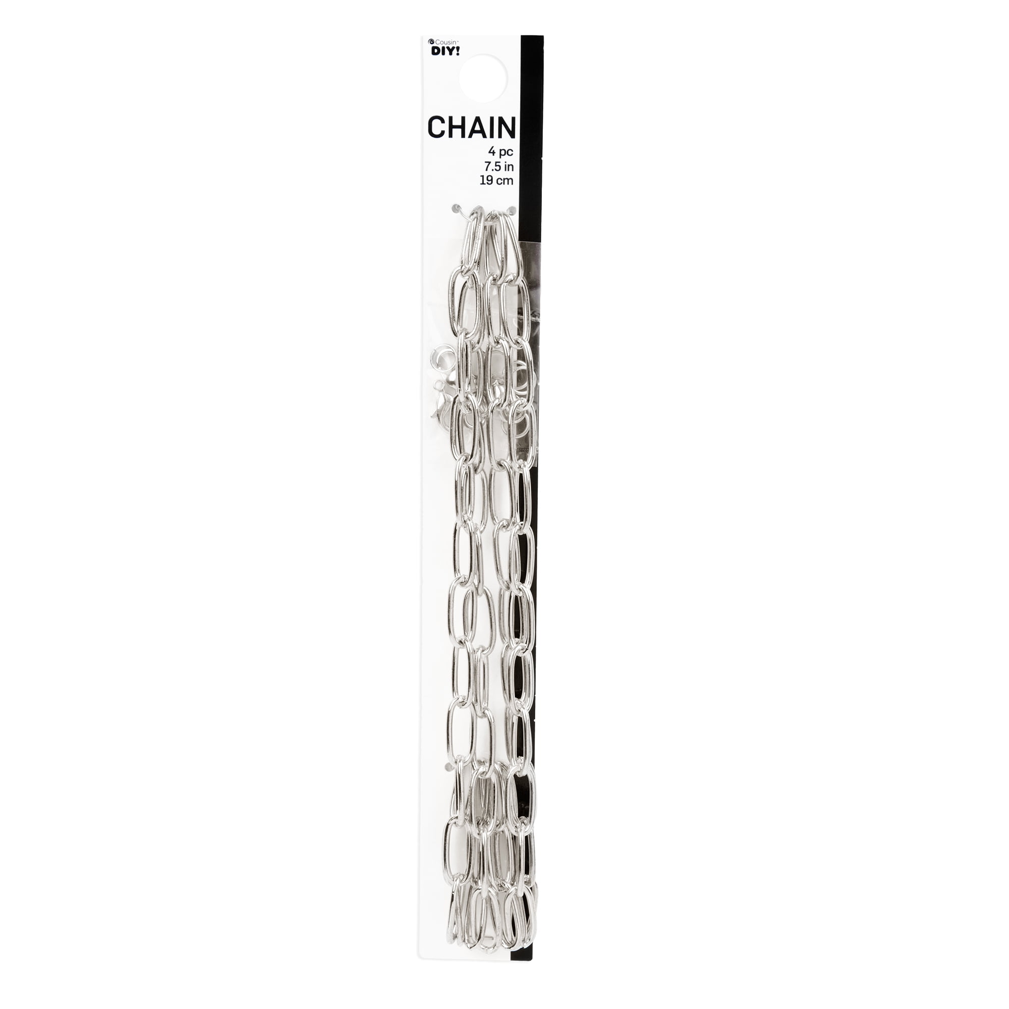 Cousin DIY Silver Dainty Long Chain for Jewelry Making, 7.5 in Each, 4 Piece, Adult, 69995802