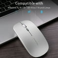 thumbnail image 3 of Uiosmuph Wireless Mouse Silent Rechargeable Computer Mouse with USB Nano Receiver Silver, 3 of 8