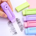 thumbnail image 5 of Hyknon 2Pcs Sliding Retractable Eraser, Soft Cute Traceless Rubber Erasers, Push Pull Pencil Erasers Stationery Supplies with Plastic Sleeve, 1 Refill Easy to Clean Eraser for Office Drawing, Purple, 5 of 6