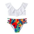 thumbnail image 2 of uublik Girls Swimsuit with Shorts Two Piece Bikini Swimsuit Kids Ruffle Beach Bathing Suits, Sizes 8-14, 2 of 5