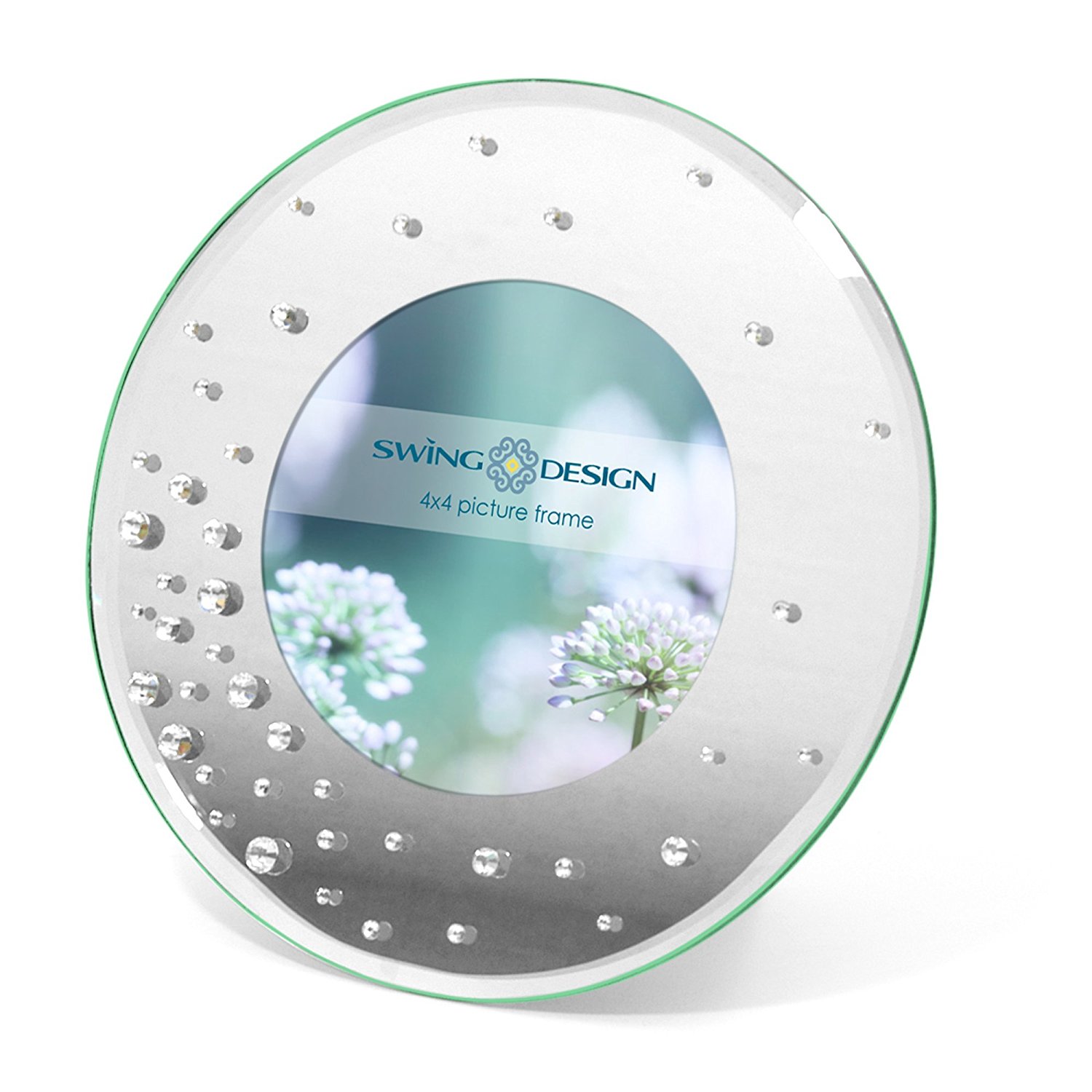 Swing Design Round Sparkle Picture Frame, 4 by 4Inch