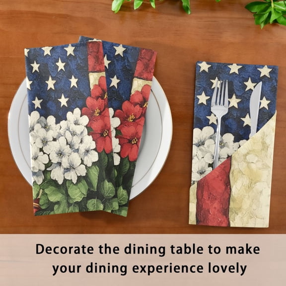 BZSMCE Satin Native Fab Cotton Dinner Napkin Kettle Flag Reusable