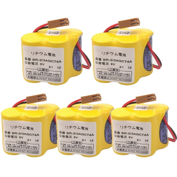 5-Pack BR-2/3AGCT4A 6V 4400mAh Replacement Battery for FANUC Controls A98L-0031-0025 CNC System
