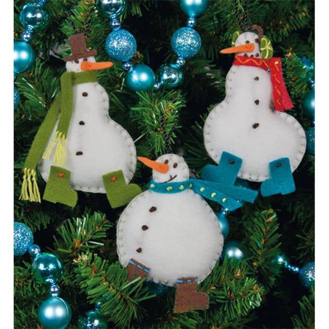 Dimensions 476891 Simples Ornements Bonhommes de Neige Feutre Applique Kit-3 Po x 4 Po Lot de 3