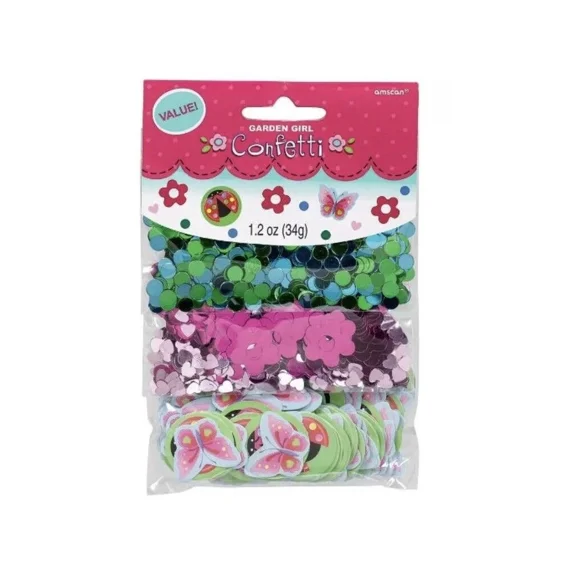 PURELY- Garden Girl Butterfly Flower Ladybug Birthday Party Decoration Confetti 3-Pack