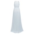 thumbnail image 4 of Gyujnb Halter Sleeveless Tank Neck Maternity Maxi Dress Elastic Gathered Empire Waist Lightweight Flowy Chiffon Loose A Line Floor Length Gown Elegant Bridesmaid Photoshoot,L, 4 of 5