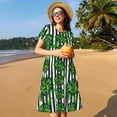 thumbnail image 4 of Balery Palm Greenery Pattern Womens Dresses Loose Short sleeve Sundresses Swimsuit Coverup 2025 Summer Casual Dress for Women - A-Line Swing Dress, 4 of 6