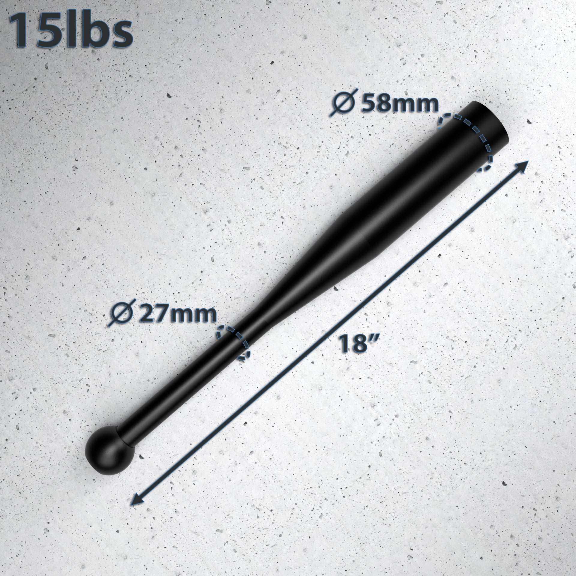 Synergee 15 LB Indian Club - Pair of Power Clubs - Exercise Weight Club Bells - Grip and Forearm Strength Trainer