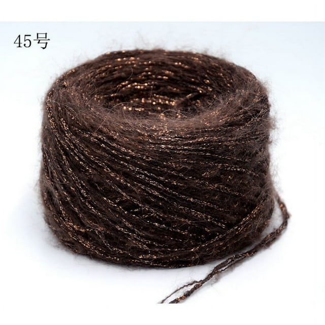 Nvzi Hilo de lana suave y brillante de 200 g, variedad variada para manualidades, mezcla súper suave y esponjosa para tejer, crochet, color café dorado
