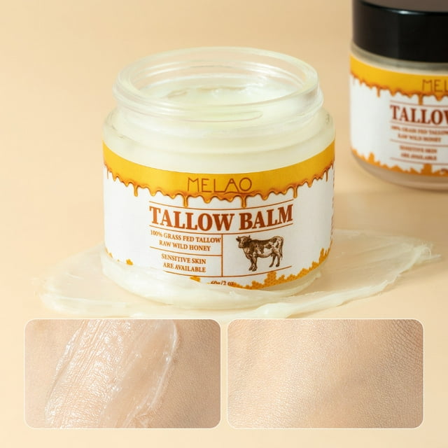MELAO Unscented 100% Grass Fed Whipped Tallow Balm Smooth Skin Face Body Skin Care Beef Tallow Balm
