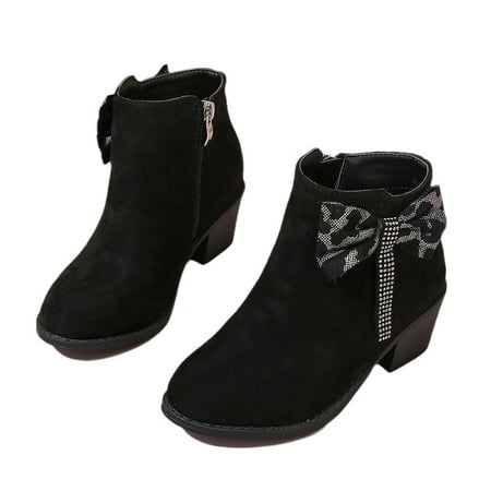 

FhsagQ Girls Sneakers Size 10.5 Little Girls Girls Big Kids Bowknot Ankle Boots Winter Gifts Short Boots for Kids Heel Children Fashion Boots Girls Sneakers Size 4 Wide Big Kids Black 31