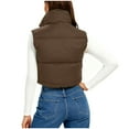 thumbnail image 5 of Puffer Vest Women Sevevn Womens Cropped Puffer Vest Padded Stand Collar Zip Lightweight Sleeveless Outwear Gilet Jacket Waistcoat, 5 of 8