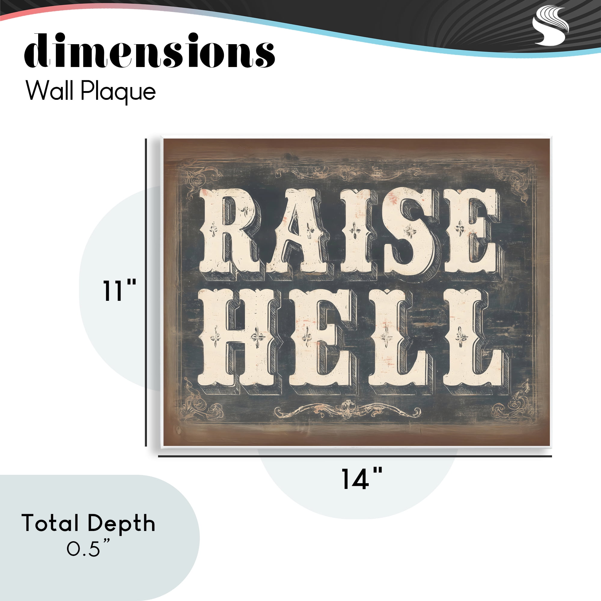 Stupell Industries Raise Hell Vintage Western Wall Plaque Art, design by Arlington Prints