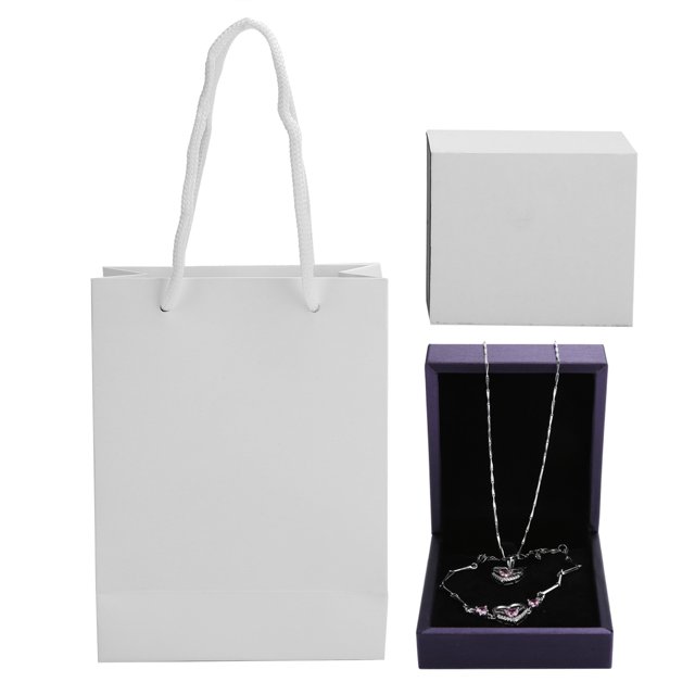 Pulsera Collar Conjunto Caja Bolsa Combinación Día de San Valentín Joyería Regalos para Mujer Rosa