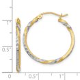 thumbnail image 2 of Beautiful 14k & Rhodium Satin Diamond Cut Twisted Hoop Earrings, 2 of 2