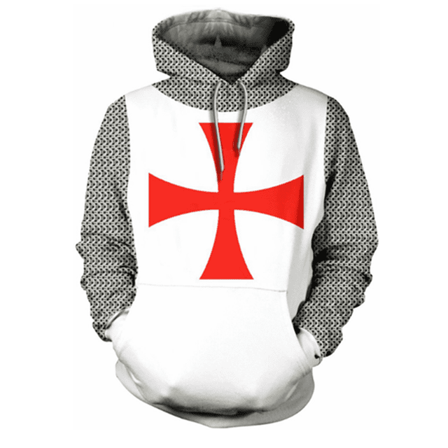 Sudadera con capucha de los caballeros templarios para hombre, chaqueta cruzada Medieval, suéter con estampado 3D completo, chándal de Carnaval