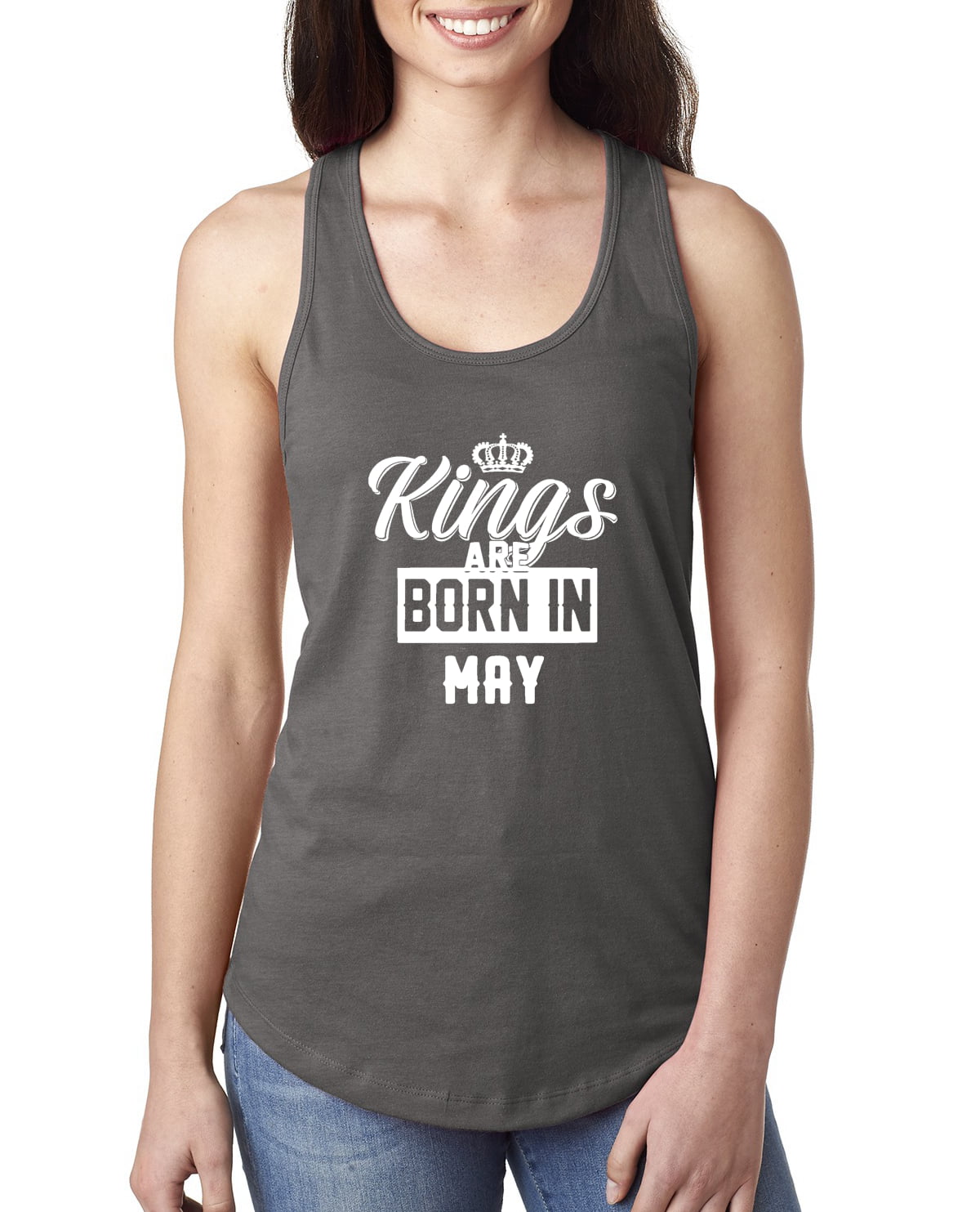 White Kings are Born in October Medium Hot Pink Womens Jersey Racerback Graphic Tank Top