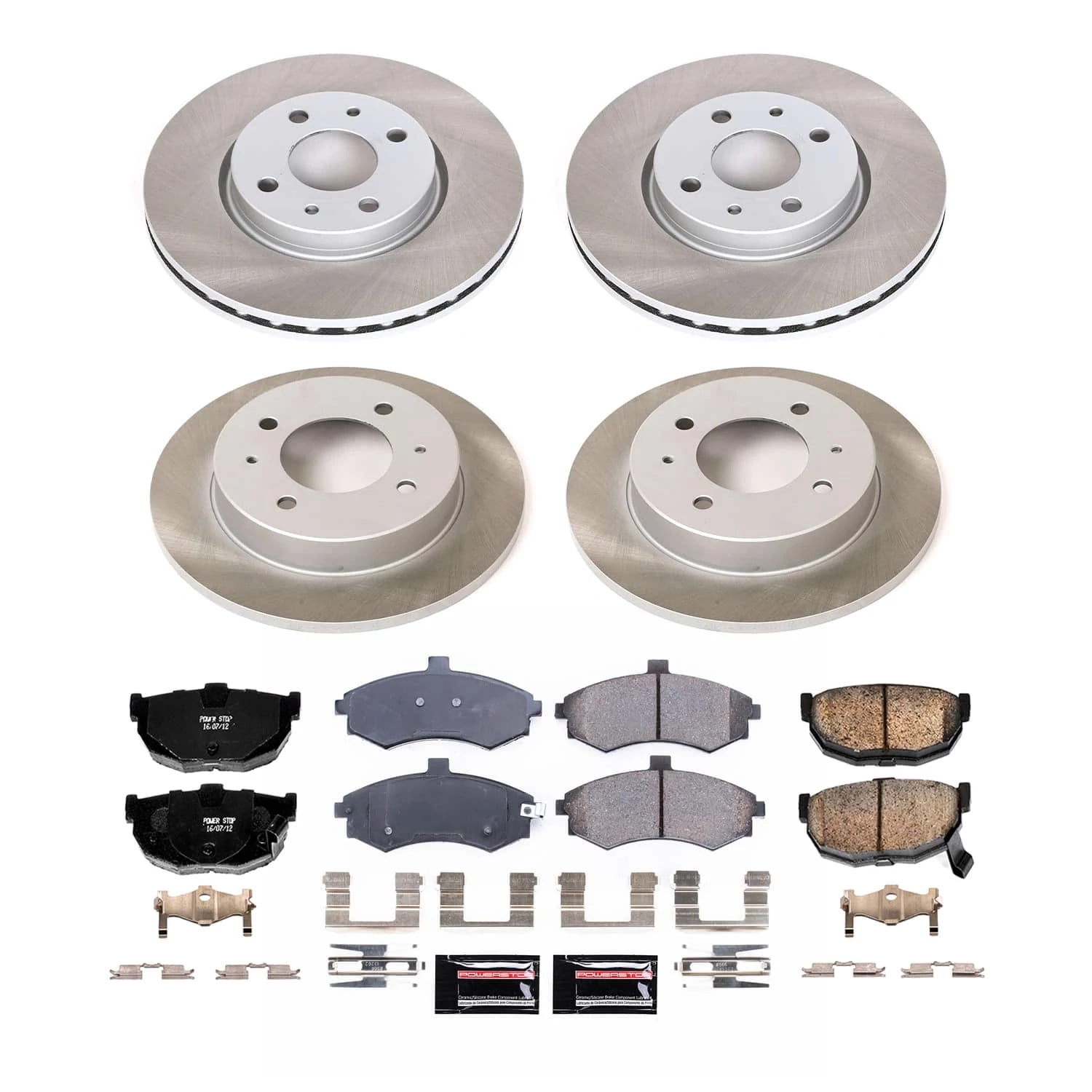 PowerStop Front and Rear Semi-Coated Rotor and Low-Dust Ceramic Brake Pad Kit SC2779