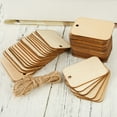 thumbnail image 3 of Yous Auto 50pcs Wood Slices,Rectangle Wooden Label Tags Natural Wood Slices Drilled Hole Unfinished Log Wooden Circles with Rope for DIY Crafts Wedding Christmas Ornament, 3 of 10