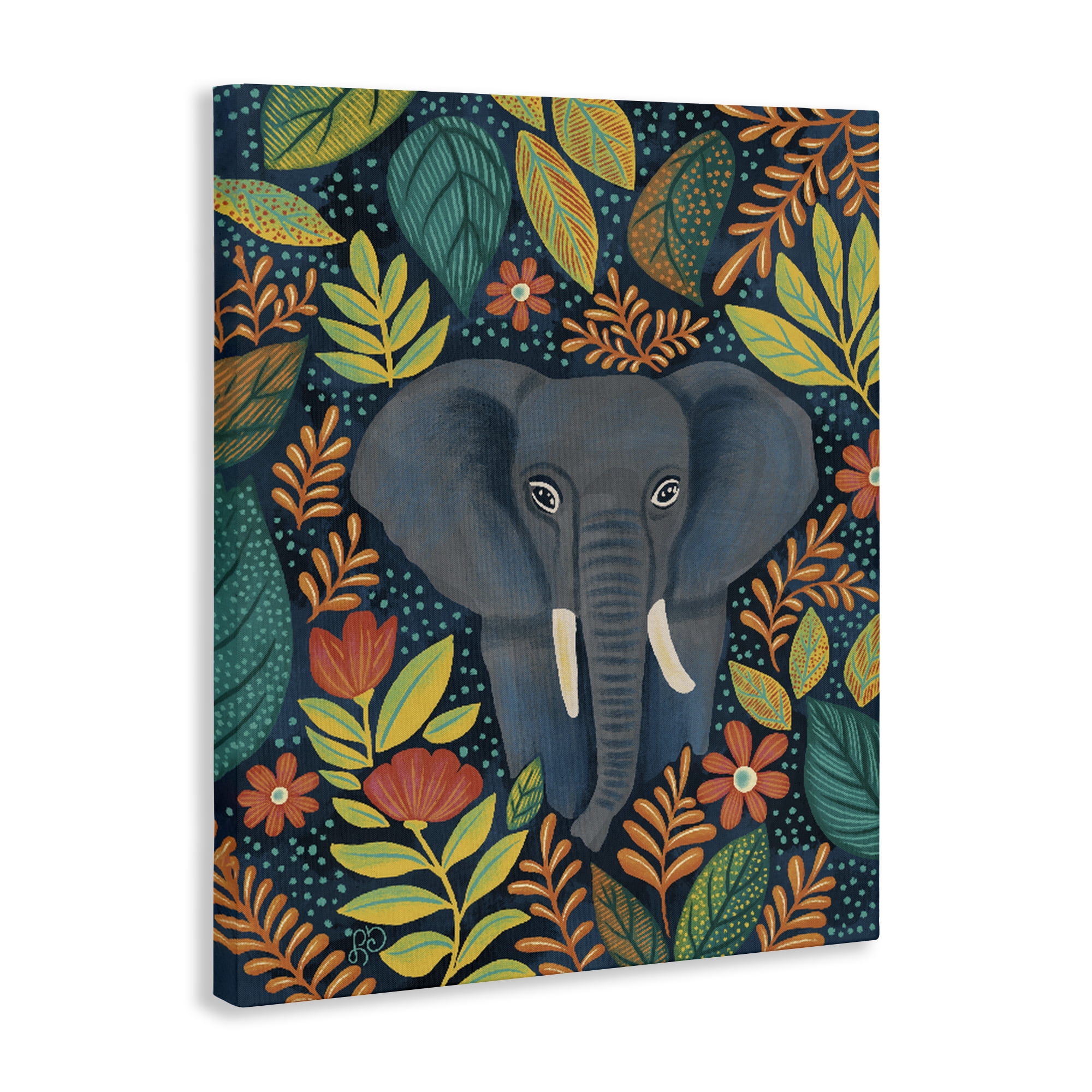 Stupell Industries Exotic Leaf Pattern Elephant Canvas Wall Art, design by Lisa R Dumm
