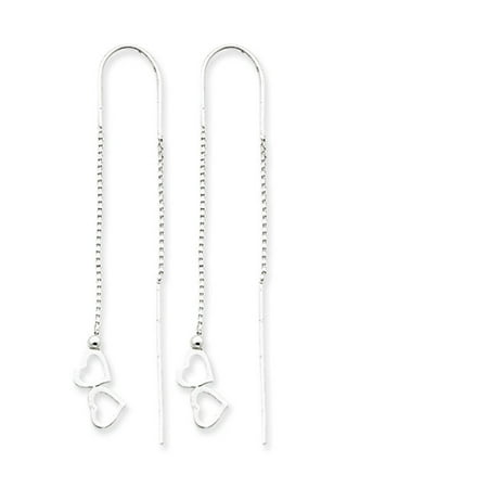 Sterling Silver Double Heart Earrings - Small Double Heart Threader Earrings in Sterling Silver