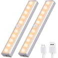 thumbnail image 1 of Juego de 2 luces para armario con sensor de movimiento, 10 luces LED adhesivas con tira magnética, inalámbricas, recargables por USB, para armario, dormitorio, escaleras y cocina, color, 1 of 5