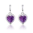 thumbnail image 1 of JeenMata Pendientes con Forma de Corazón para Siempre de 1,25 Quilates (Amatista, Piedra Natal de Febrero) Bañados en Oro Blanco de 18 K sobre Plata, 1 of 7