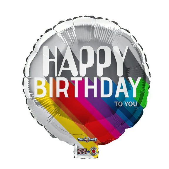 Best Party Ever Tune-a-Loons the Beatles Birthday Mylar Singing Silver Birthday Balloon, 27 inches