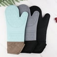 thumbnail image 3 of Wovilon Kitchen Oven Gloves - Silicone And Cotton Double-Layer Heat Resistant Oven Mitts/Bbq Gloves/Grill Gloves - Perfect for Baking And Grilling, 3 of 5