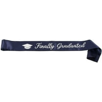 Blue Panda Graduation Sash - Graduate Satin Sash for High School, College, and Graduation Party, Grad Gifts Props and Supplies, Navy with Silver Foil Print, 33 x 3.9 inches