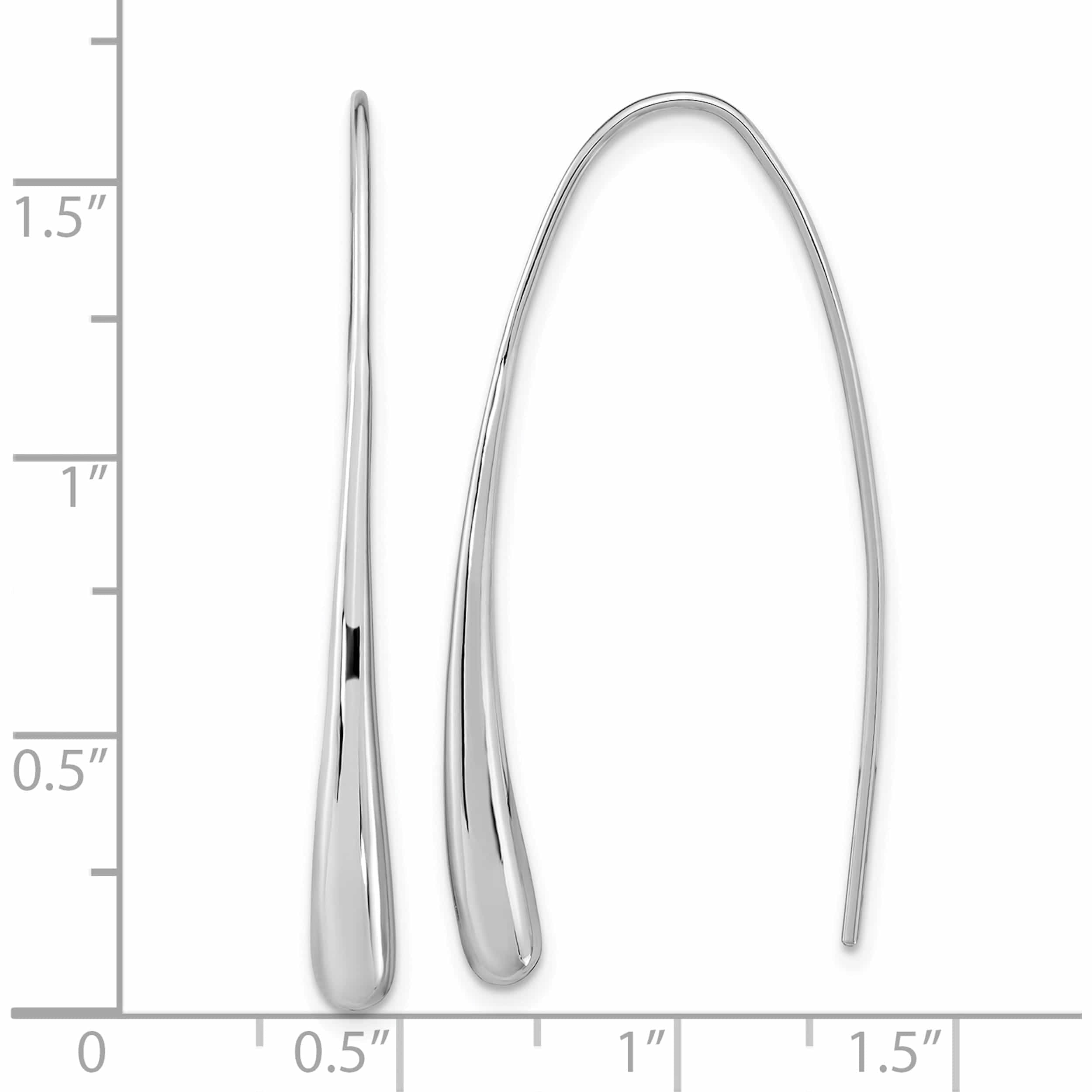Sterling Silver Rh-Plated Polished Teardrop Threader (41 X 3) Made In Thailand -Jewelry By Sweet Pea