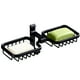 thumbnail image 5 of Estante para jabón de baño doble Caja de jabón para soporte de estante de pared sin perforaciones sin perforaciones de aluminio, negro AweSitey JJ19660-03, 5 of 6