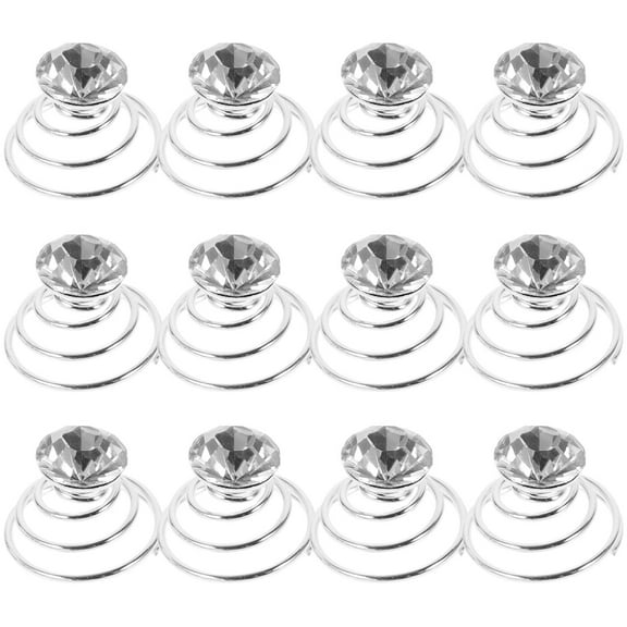 QIFULL 12pcs Wedding Hairpins Spiral with Rhinestones for Women’s Decor