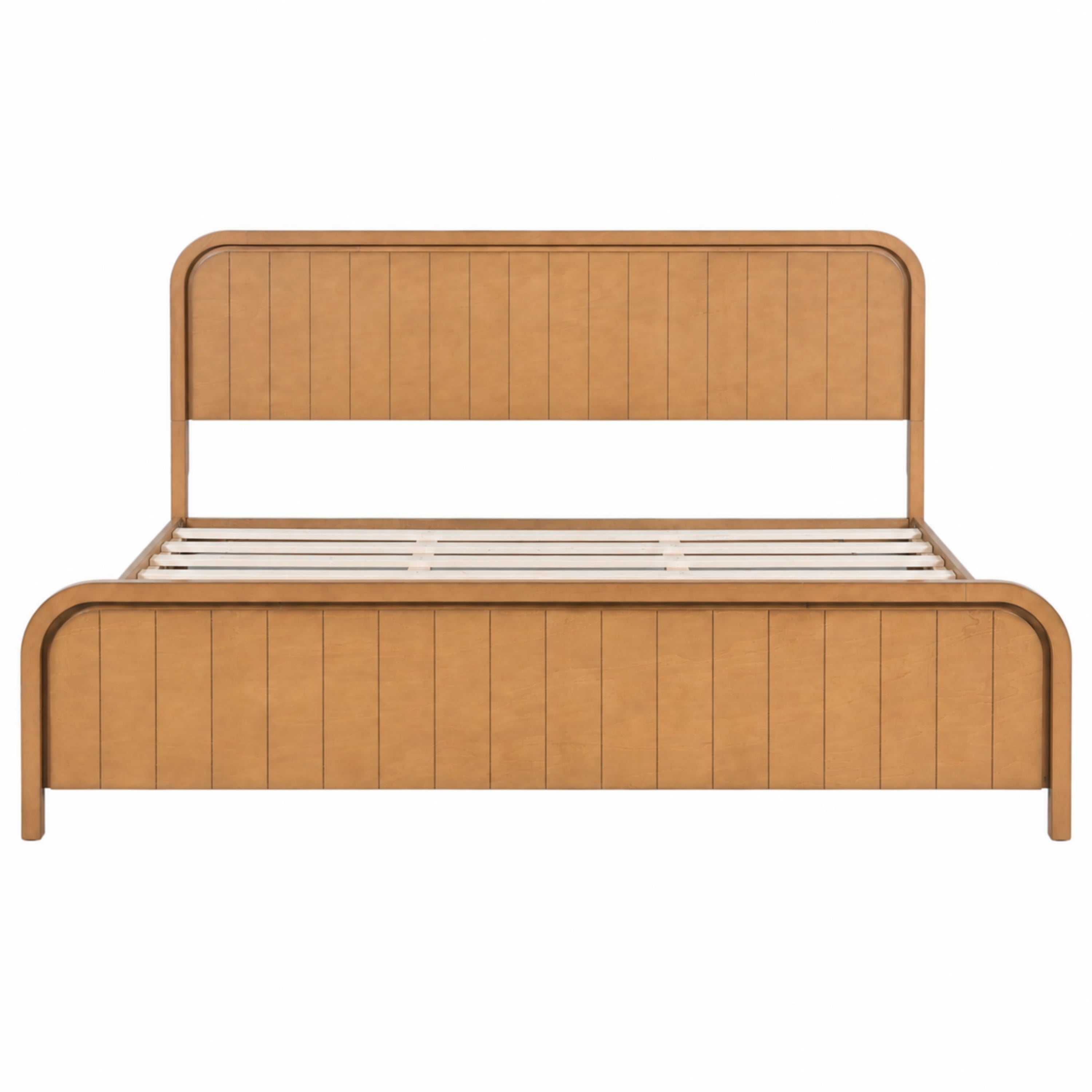 Mintazer King Size Platform Bed Frame with Rounded Headboard & Footboard for Bedroom, No Box Spring Needed, Easy Assembly, Natural