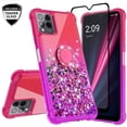 thumbnail image 2 of Compatible for T-Mobile REVVL 6 Pro 5G Case Ring Kickstand Liquid Quicksand Glitter Case Clear Bling Diamond Shock Protective Cover for Girls Women - Hot Pink/Purple, 2 of 5