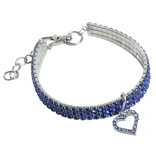 Dog Kingdom mascota lindo collar completo de diamantes de imitación perro brillante collar de diamantes en forma de corazón