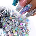 thumbnail image 2 of Lentejuelas iridiscentes para uñas, polvo acrílico holográfico, sirena Hexagonal, lentejuelas gruesas con purpurina, Gel de pulido, decoración artística de uñas, 7G, 2 of 4