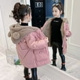 thumbnail image 4 of NAISIBABY Girls Puffer Jackets, Fuzzy Cozy Hooded Solid Color Keep Warm Winter Outwear Pink 6-7T, 4 of 8