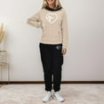thumbnail image 5 of Sets for Women Clothing Two Piece Long Sleeve Hooded Tops Pants Jogger Hoodie Sweatsuit Casual Graphic Sweatshirt Sweatpant Suit (Khaki S), 5 of 6