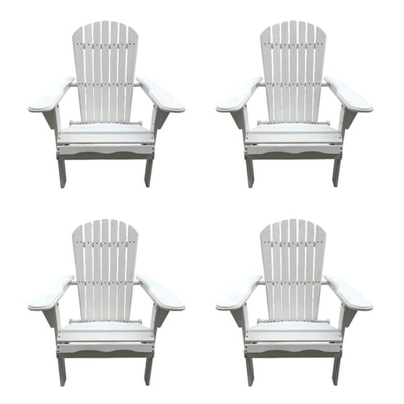 W Unlimited Oceanic Wooden Patio Adirondack Chair in White (Set of 4)