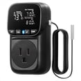 thumbnail image 1 of Digital Temperature Controller, 15A/1800W Thermostat Outlet Plug, VA Display Heating Cooling Control Timer US Plug,1 * Digital Temperature Controller,Black, 1 of 6