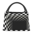 thumbnail image 2 of Kuqiui Lunch Bag for Women/Men,Waterproof Reusable Portable Lunch Tote,Lunch Box Bag.Thermal Cooler Bag Ideal for Work/Party/Travel/Picnic (3d Black and White Checkerboard Tunnel ), 2 of 8