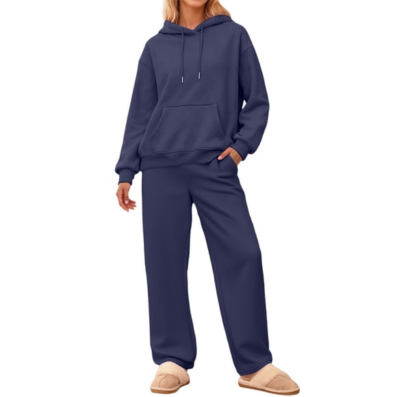 Ensemble Décontracté à Capuche et Pantalon Grand Automne Hiver Deux Pièces Confortable pour Activités Quotidiennes Costume Pantalon Femme Bu2 L