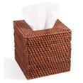 thumbnail image 1 of Livelab - Caja De Pañuelos De Ratán Natural, Cuadrada, Tejida A Mano, Organizador De Caja De Pañuelos, 5.5 X 5.5 X 5.7 Pulgadas, Color Marrón Miel, 1 of 5