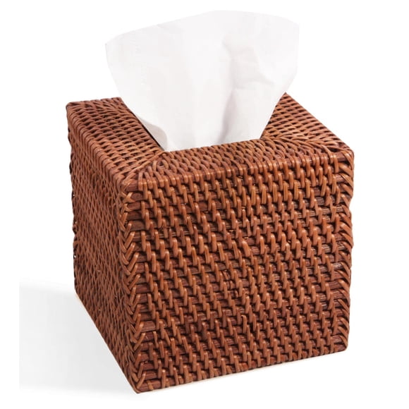 Livelab - Caja De Pañuelos De Ratán Natural, Cuadrada, Tejida A Mano, Organizador De Caja De Pañuelos, 5.5 X 5.5 X 5.7 Pulgadas, Color Marrón Miel