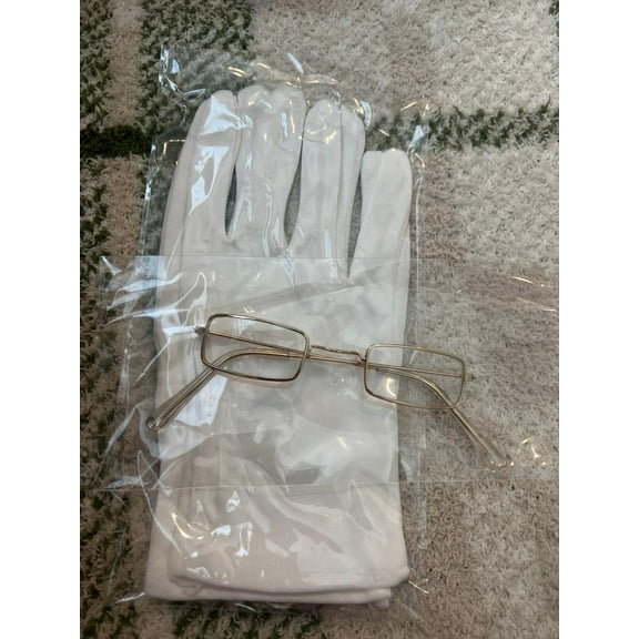 Adult White Santa Gloves Christmas Santa & Santa Glasses Square New